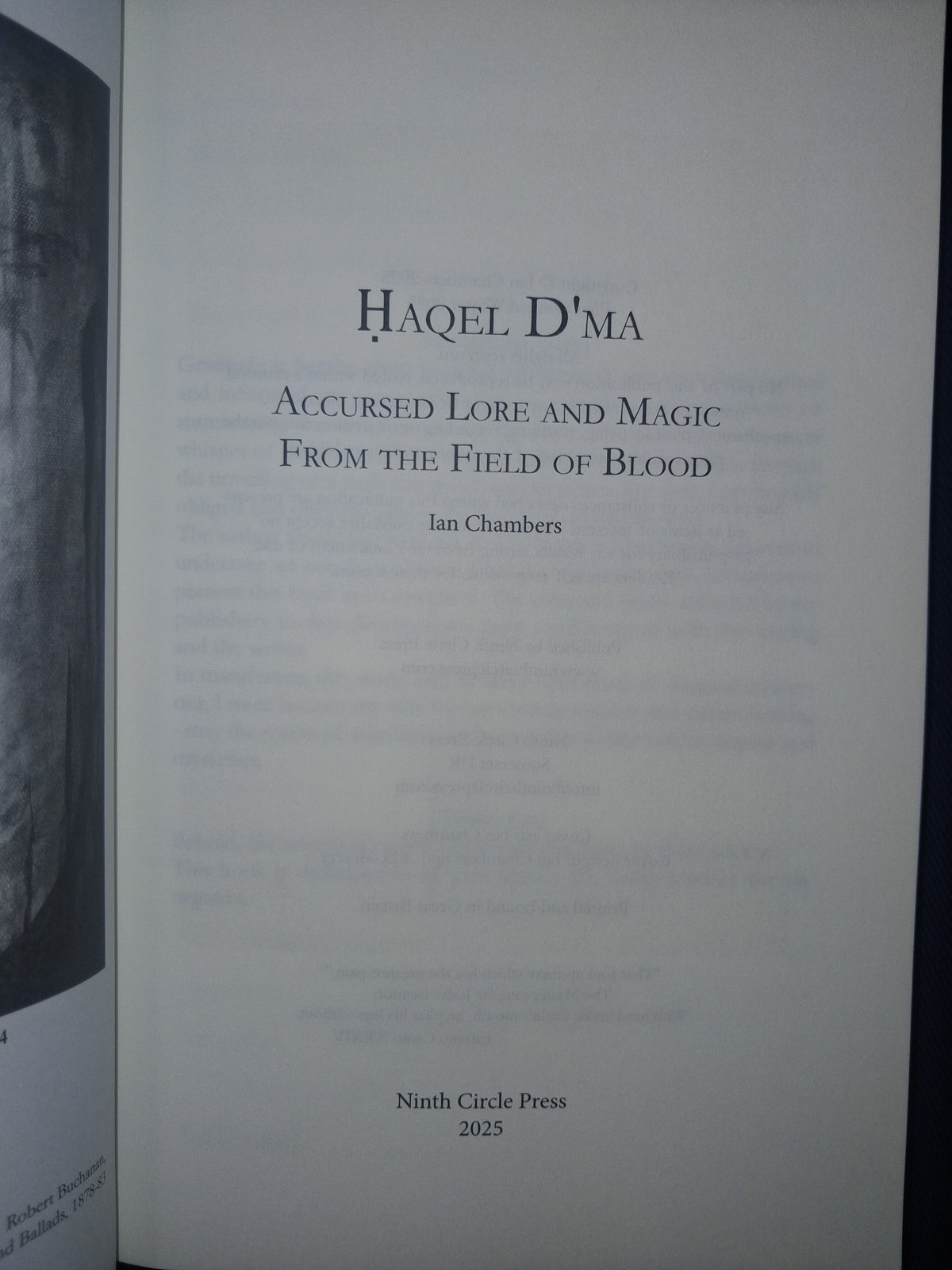 Haqel D’ma: Accursed Lore and Magic from the Field of Blood by Ian Chambers – Traditional Witchcraft & Folk Magic