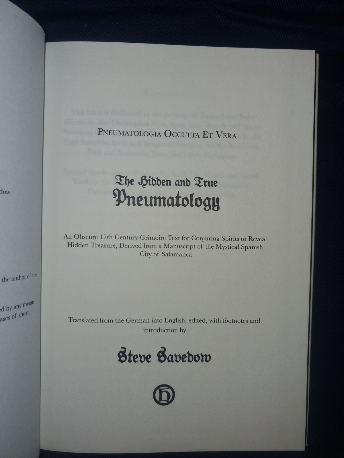The Hidden and True Pneumatology by Steve Savedow – 17th-Century German Grimoire