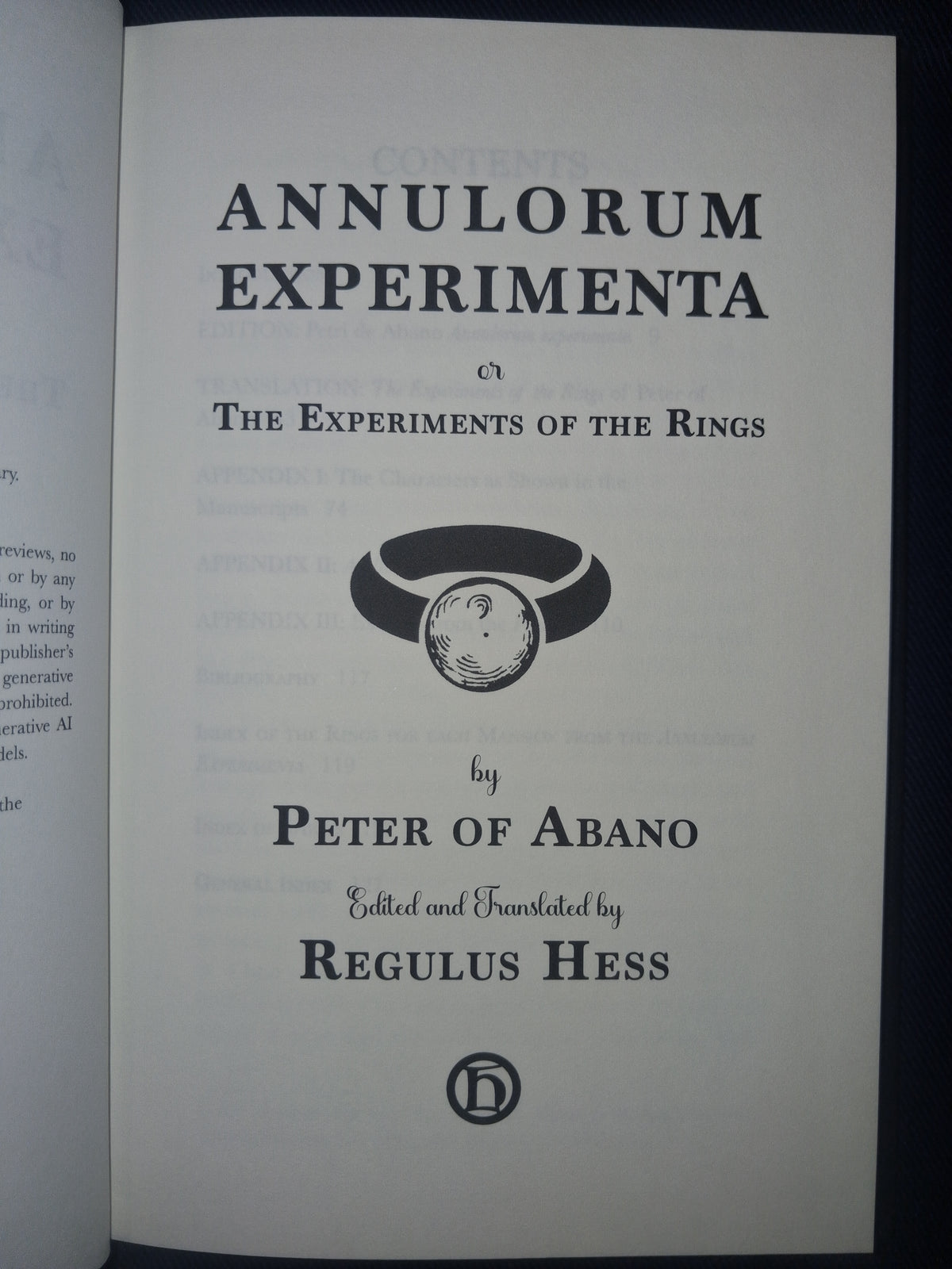 Annulorum Experimenta: The Experiments of the Rings — Peter of Abano