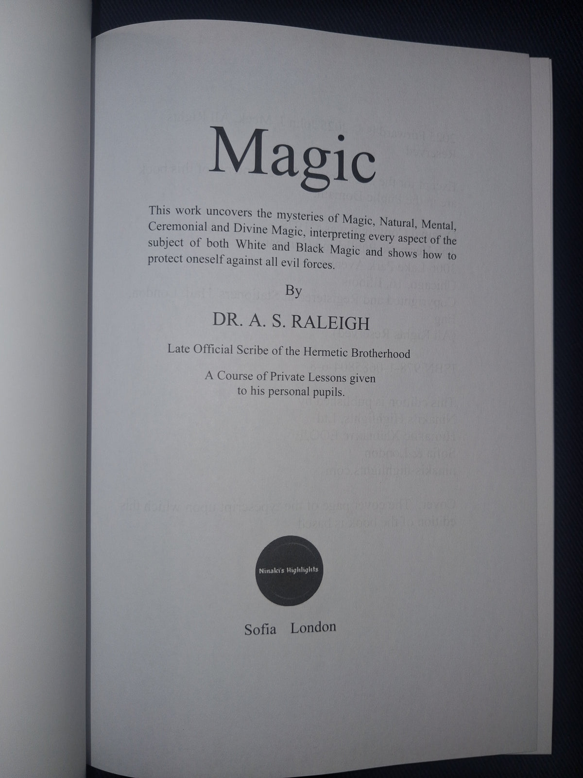 Magic – Natural, Mental, Ceremonial & Divine Magic by Dr A. B. Raleigh