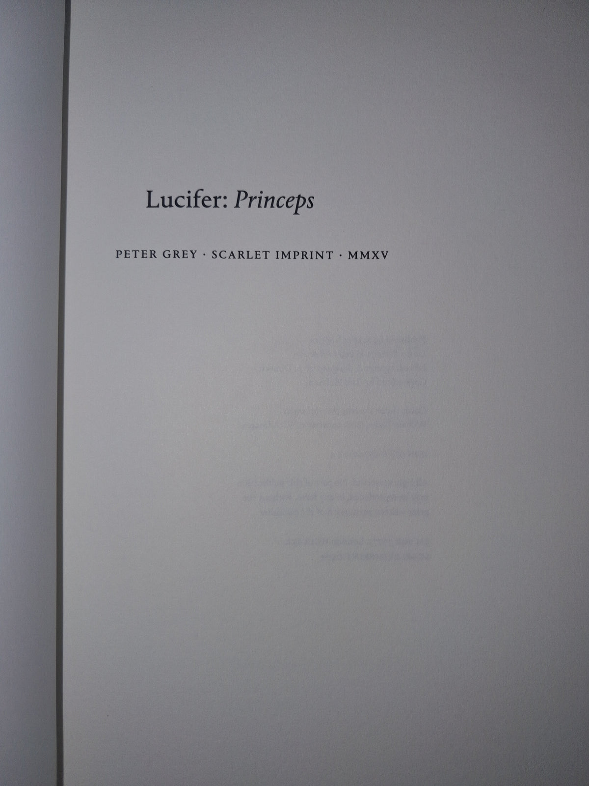Lucifer: Princeps  by Peter Grey