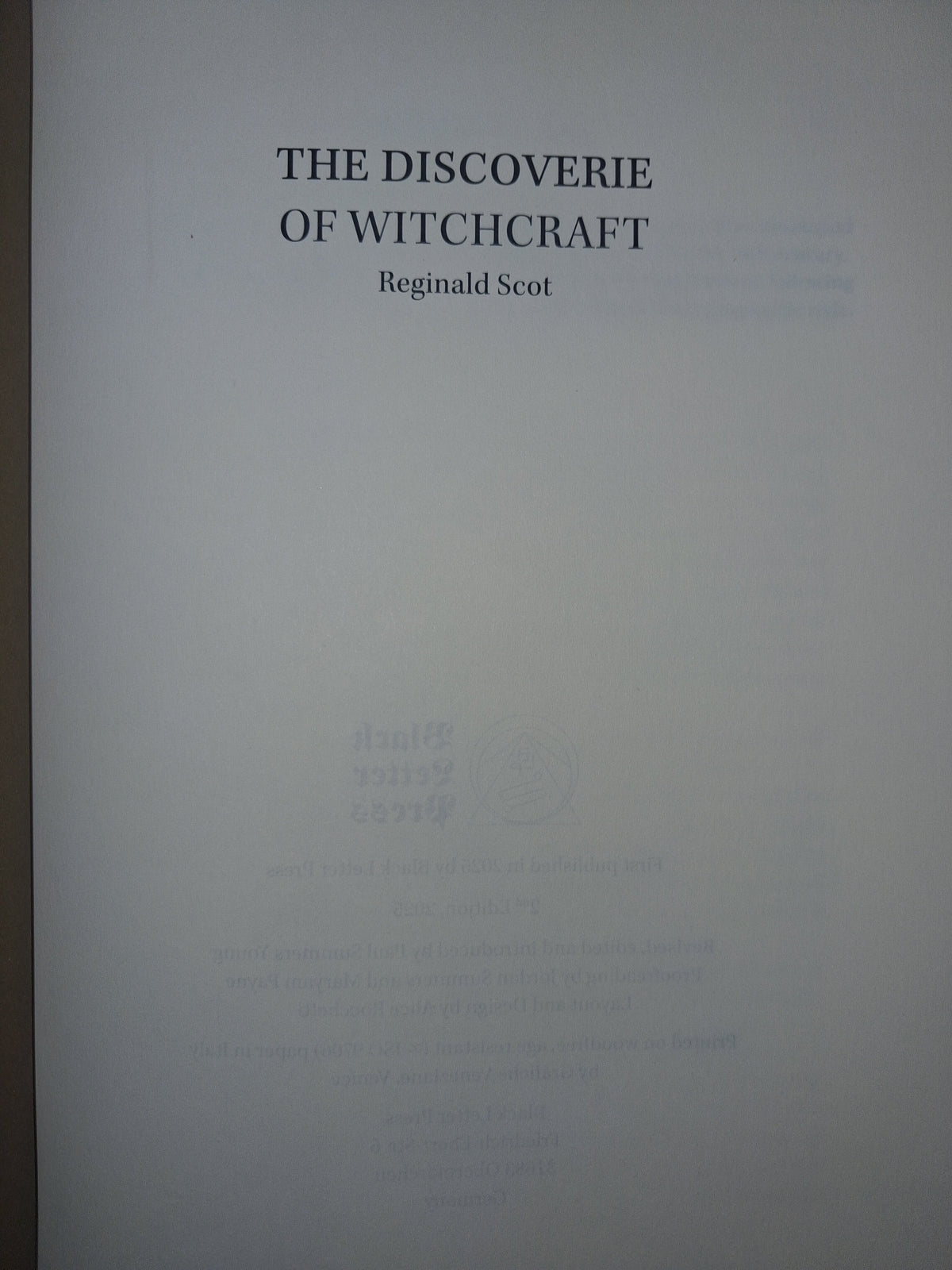 The Discoverie of Witchcraft by Reginald Scot