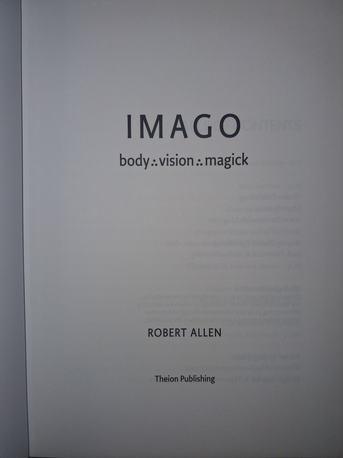 IMAGO: Body. Vision. Magick. by Robert H. Allen (Cloth Hardcover Edition) – Ceremonial Magic & Visionary Art