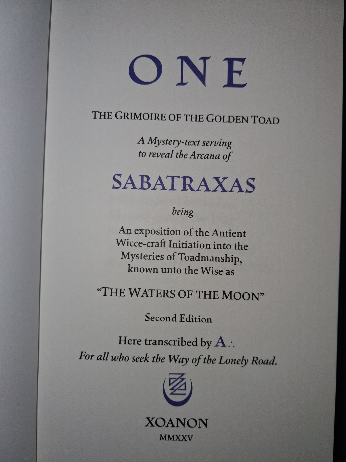 ONE: The Grimoire of the Golden Toad by Andrew D. Chumbley – Limited Edition Hardcover